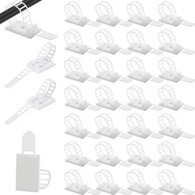 Obrázek produktu pro Univerzální organizér kabelů, sada 100 ks, bílý, samolepicí