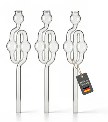 Produktbild von 3 Stück Gärröhrchen aus Glas Set 20cm Gärspund für Weinballon Gärballon Gärrohr für Bier Wein Most uvm. Weinherstellung Schlauchmodell Zubehör