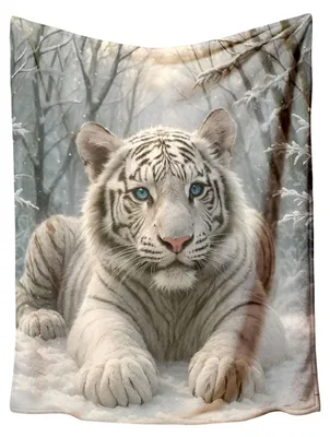 Zdjęcie produktu dla Koc z mikropolaru 150 x 230 cm – Biały tygrys
