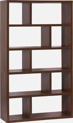 Produktbild von sweeek - Asymmetrisches Bücherregal im Holzlook 5 Ebenen 10 Stauräume - Nussbaumfarben