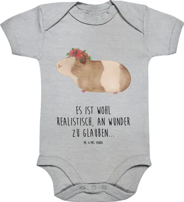 Produktbild von Mr. & Mrs. Panda Einteiler Meerschweinchen Weisheit 12. - 18. Monat - Heather Grey - Geschenk, babykleidung body, Strampler, Baby, Motivation, Lustige Sprüche, Spruch