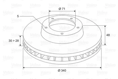 Immagine prodotto di 2 dischi freno anteriori ventilati Ø 71 mm 30 mm VALEO per PEUGEOT 508 e altri modelli