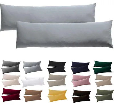 Immagine prodotto di Cuscini per chi dorme su un lato, copri cuscini 40 x 145 cm, set da 2, grigi, in microfibra, con cerniera