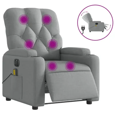 Produktbild von Massagesessel Elektrisch Hellgrau Stoff