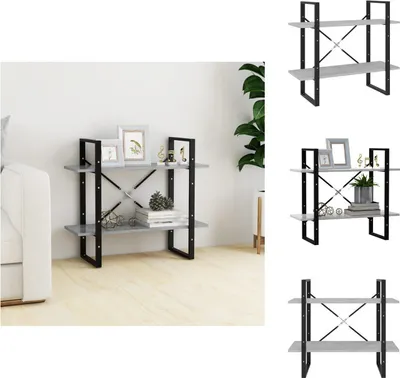 Productafbeelding van vidaXL Boekenkast met 2 vakken, betonkleur, 80x30x70 cm, houtvezel - Boekenkasten & boekenschappen