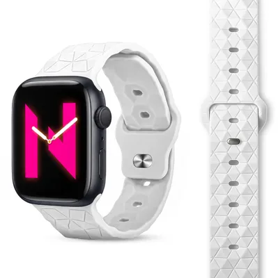 Zdjęcie produktu dla Opaska sportowa Hexion do Apple Watch SE/10/9/8/7/6/5/4/3/2/1, silikonowa, kompatybilna z modelami 38/40/41/42mm - kolor: biały (Polarweiß)