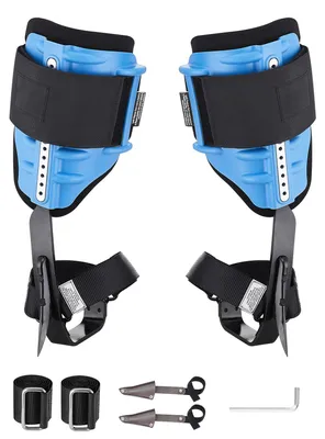 Obrázok produktu pre SucceBuy horolezecké hroty s popruhmi a polstrovaním, nosnosť až 159 kg, stabilná horolezecká výbava s výškovo nastaviteľnými hrotmi (39–44 cm), ideálne na zber ovocia a lov, farba: svetlo modrá