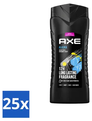 Produktbild von 25 x Axe Alaska 3-in-1 Duschgel - Ozeanluft und Bergamotte - 400 ml - Vorteilspackung - 25 Stücke