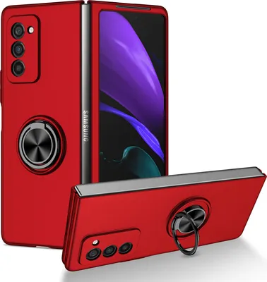 Immagine prodotto di Custodia rigida sottile per Samsung Galaxy Z Fold 2 5G, con supporto ad anello rosso