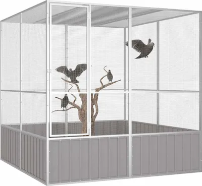 Obrázok produktu pre vidaXL Vtáčia klietka šedá 213,5x217,5x211,5 cm Pozinkovaná oceľ
