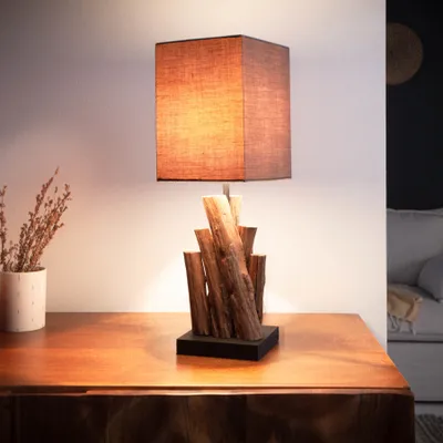 Produktbild von riess-ambiente Tischlampe PURE NATURE 45cm Eisenholz mit Baumwollschirm Tischleuchte Lampe Leuchte
