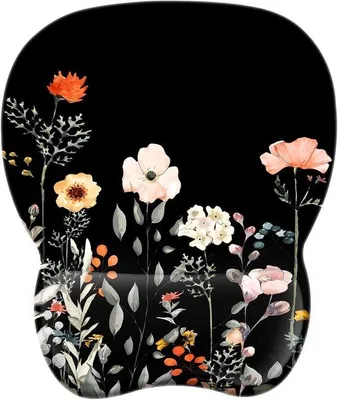 Produktbild von EooCoo Mauspad mit Polsterung, Mauspad, Gaming-Mauspad, Blumenmuster, Schwarz