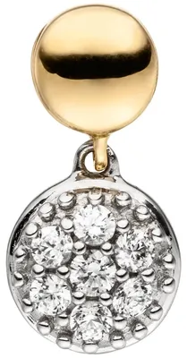 Produktbild von Anhänger Halsschmuck mit weißen Zirkonia 375 Gold Gelbgold Weißgold bicolor