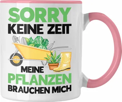 Produktbild von Trendation - Meine Pflanzen Brauchen Mich Tasse mit Spruch Garten Hobbygärtner Gärtner Geschenk Lustig Gärtnerin Geschenkidee (Rosa)