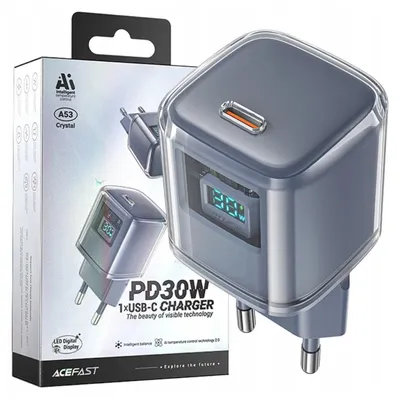 Produktbild von Acefast Pd 30W Gan Usb-C Schnellladegerät mit Display Grau