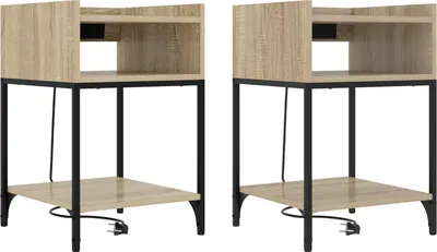Produktbild von vidaXL Nachttisch 2 pcs Sonoma-Eiche 40 x 40 x 61 cm Holzwerkstoff