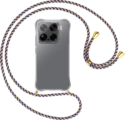 Produktbild von Handykette Backcover-Schutzhülle mit Band (Metall goldfarben) für Xiaomi 15 5G - blau+beige