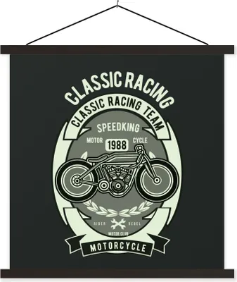 Produktbild von MuchoWow® Textilposter Motorrad - Briefe - Vintage - Zitat 40x40 cm mit schwarzem Rahmen - Fotos