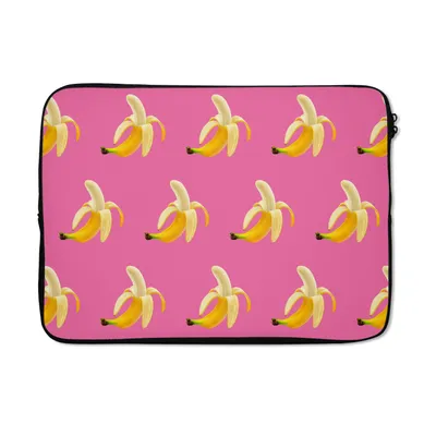 Produktbild von MuchoWow® Laptop Hülle 13 Zoll Banane - Muster - Rosa Laptoptasche - Laptophülle - Sleeve - Rundumschutz