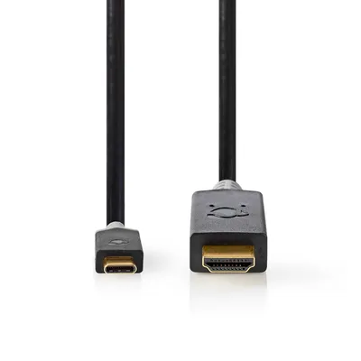 Immagine prodotto di Adattatore USB-C Nedis - USB 3.2 Gen 1 - USB-C maschio - HDMI maschio - 4K@60Hz - 2,00 m - Rotondo - Placcato oro - PVC - Antracite - Scatola