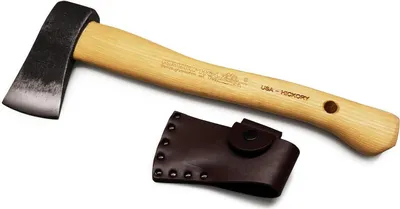 Produktbild von Krumpholz, Waldläuferbeil mit Hickory-Kuhfuß-Stiel und mit Lederschutz