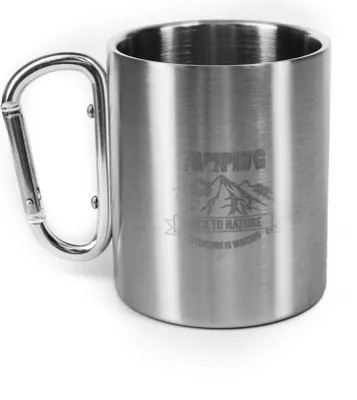 Produktbild von Edelstahl Tasse mit Karabinergriff Doppelwandig 250ml 125g Thermobecher