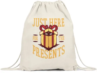 Produktbild von Just here for the presents Turnbeutel Gymsack  Weihnachten Geschenkidee lustige Tasse mit Motiv Christmas Party