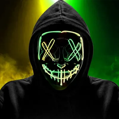 Productafbeelding van Halloween-masker, neonkleur, 18 cm, voor volwassenen, geschikt voor cosplay en kostuumfeesten