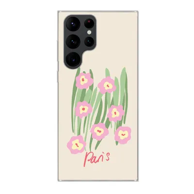 Produktbild von MuchoWow® Handyhülle Schutzhülle Hülle für Samsung Galaxy S22 Ultra Blume - Rosa - Gras Silikon Softcase Handy Hülle - Abbildung