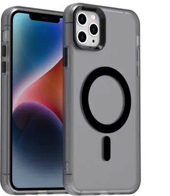 Image de Coque pour iPhone 12 Pro Max, compatible MagSafe, fine coque antichoc semi-transparente et mate Noir