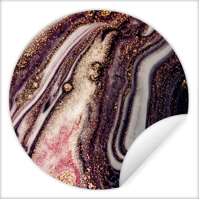 Produktbild von MuchoWow® Runde Wandtattoo - Wandsticker Tapete Aufkleber Marmor - Rosa - Gold - Glitzer - Marmoroptik Ø 100 cm Selbstklebend und Repositionierbar - Wandaufkleber - Kreis - Tapetenkreis - Wandbild rund - Schlafzimmerdekoration - Wanddeko - runde Tapete - Kunst für zu Hause