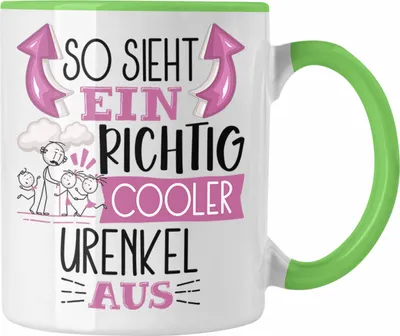 Produktbild von Trendation - Urenkel Tasse Geschenk So Sieht Ein RIchtig Cooler Urenkel Aus Geschenkidee Lustiger Spruch Geburtstag Becher Kaffeetasse (Grün)