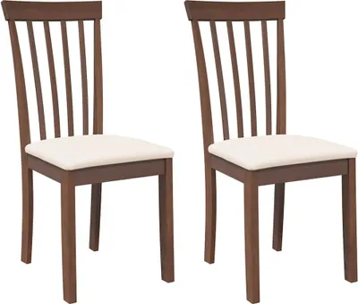 Image de Chaises à manger coussins 2 pcs marron bois massif caoutchouc