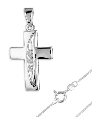 Produktbild von Kreuz Kette 925 Silber mit Zirkonia Anhänger + 45 cm Kette