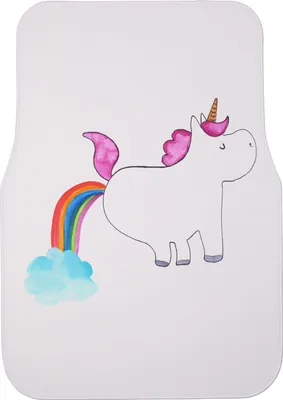Produktbild von Mr. & Mrs. Panda Automatte Einhorn Pupsen - Weiß - Geschenk, Regenbogen, Fußmatte Auto, Pups, Autoteppich, Teppich, Fürs, Auto-Fußmatte, Lustig, Freundin, Unicorn