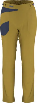 Sierra Rock Pant M von La Sportiva; gelbe Kletterhose mit blauen Akzenten und einer seitlichen Tasche.