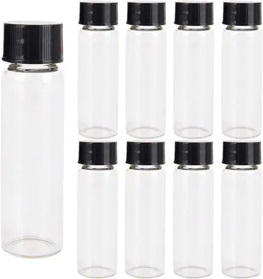 Obrázek produktu pro Skleněné lahvičky pro plnění, objem 40 ml – průhledné – těsné – vhodné pro vzorky a kapaliny