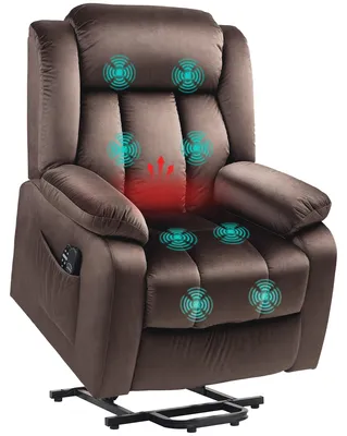 Produktbild von HOMCOM Fernsehsessel mit Aufstehhilfe Relaxsessel mit Vibrationsmassage Braun