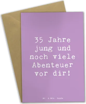 Produktbild von Mr. & Mrs. Panda neujahrskarte Spruch 35. Geburtstag Abenteuer - Lavendeltraum - Geschenk, besondere Freude, Geburtstagsgeschenk, Grußkarte, dankeskarten, hochzeitskarten