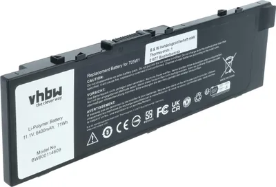 Produktbild von vhbw Akku Ersatz für Dell T05W1, To5W1 für Notebook (6400 mAh, 11,1 V, Li-Polymer)