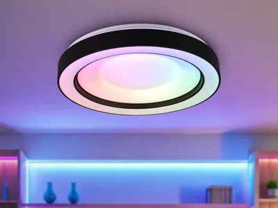 Produktbild von Reality LED Deckenleuchte Arco schwarz matt, Fernbedienung