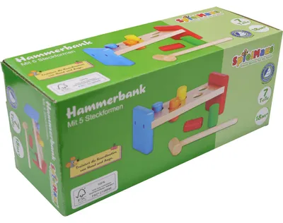 Produktbild von Holz Hammerbank Spielzeug 7-teilig bunt für Kleinkinder
