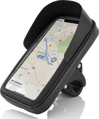 Produktbild von MidGard Spritzwassergeschützte Fahrrad- und Motorrad-Halterung Universal mit Wasserdichter Tasche für Handy Smartphone 5,2 Zoll - 6,2 Zoll wie z.B. iPhone / Samsung / Huawei / Sony usw.