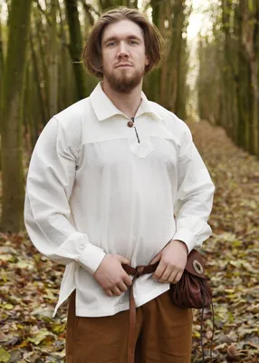 Produktbild von Mittelalter Ritterhemd Götz, natur - Mittelalterhemd Mittelalterkleidung Herren Kostüm Wikinger LARP Größe: L