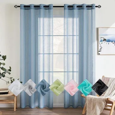 Zdjęcie produktu dla Zestaw 2 zasłon Unyqoos® – transparentne, przewiewne zasłony do sypialni, 140 x 175 cm, 100% poliester, kolor: Stofblauw
