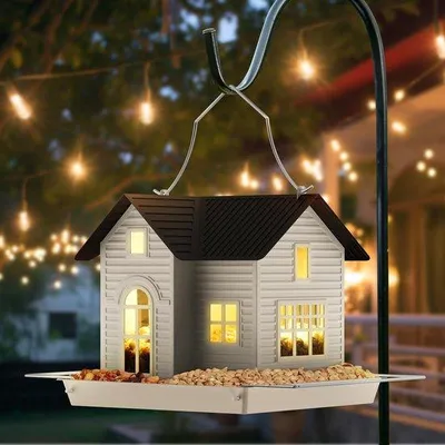 Produktbild von Solar Vogelhäuschen mit Solarlicht, Metall, Garten, Dekoration