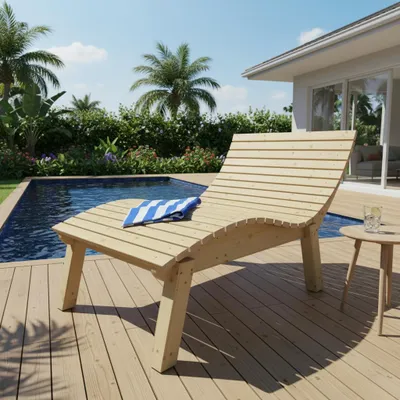 Produktbild von Holzliege Wellenliege Gartenliege Relaxliege "Liege-Franzi" (Fichte) Breite 120cm Einstiegshöhe 60cm mit Füßen