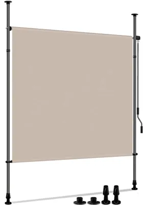 Immagine prodotto di Tenda da esterno verticale - Protezione dalla vista per balconi - A estensione manuale - Impermeabile e oscurante inPoliuretanopoliestere - Telaio in alluminio - Senza forature - 1,5 x 2,7 m - Khaki