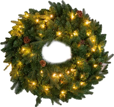 Zdjęcie produktu dla Wieniec świąteczny LED z szyszkami sosnowymi, Ø 60 cm