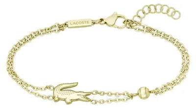 Image de Bracelet double en crocodile plaqué or 2040581